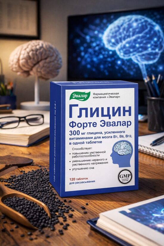 GLICĪNS FORTE AR CITRONA GARŠU 60 KOŠĻĀJAMAS TABLETES - EVALAR